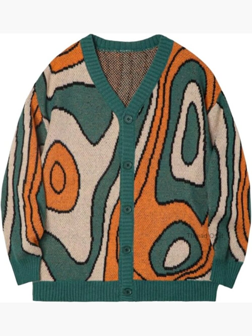 Men's Graphic Cardigan Open Front V-Neck Knit Sweater Fall Button Down